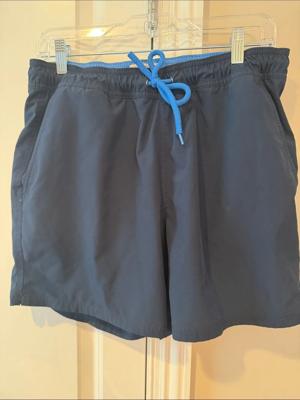 J. Crew Navy Swim Trunks with Bright Blue Drawcord